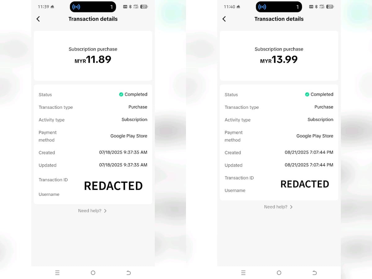 Subscription Injustice: When Transactions Lack Reciprocity
